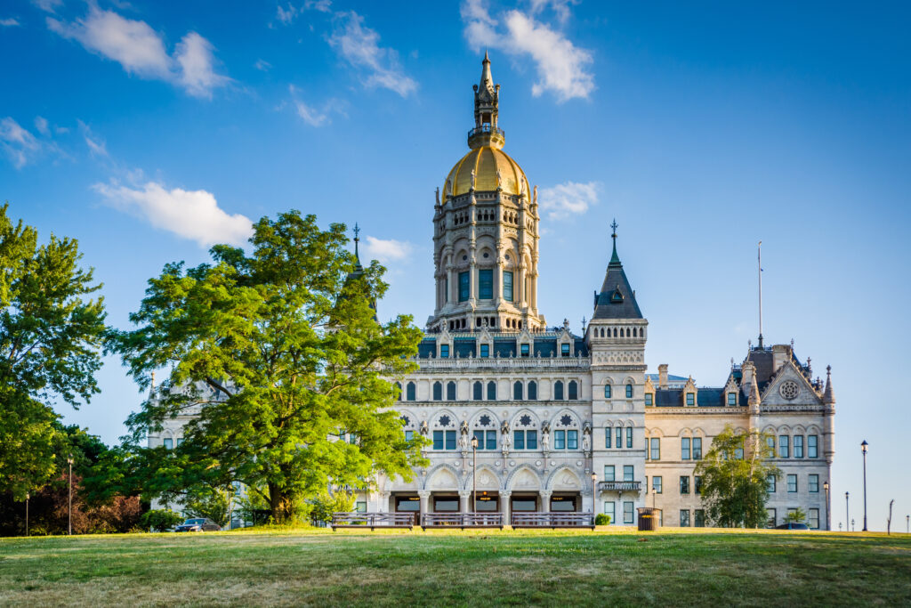 Connecticut small business owner filing annual report online in 2026 using a laptop